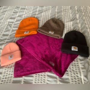 Lots of 4 womens and toddlers  Carhartt beenie and The North face scarf. Mint.